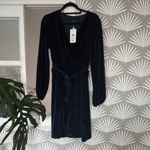 Navy Blue Velvet Dress
